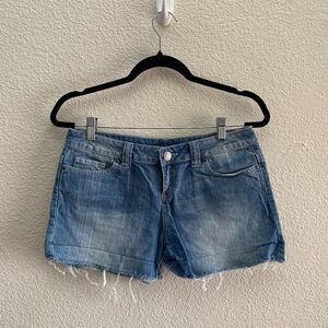 VTG Y2K London Jean Victoria's Secret Raw Hem Denim Shorts Size 6 Mid-Rise